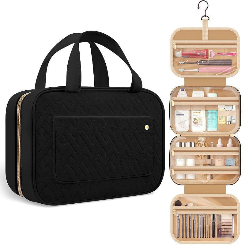 Stylish Makeup Cosmetic Bag & Toiletry Bag with Hanging Hook, The Perfect Travel Companion