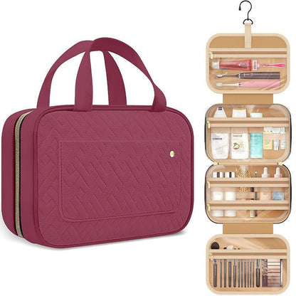 Stylish Makeup Cosmetic Bag & Toiletry Bag with Hanging Hook, The Perfect Travel Companion