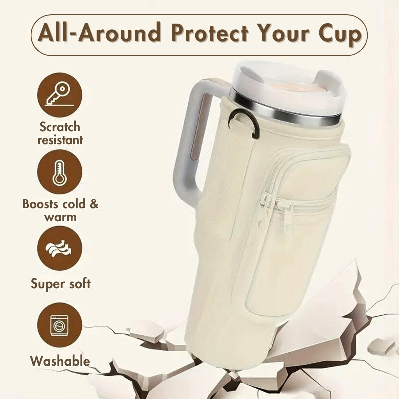 Stylish Water Bottle Carrier Bag with Phone Pocket for Stanley 40oz Tumbler